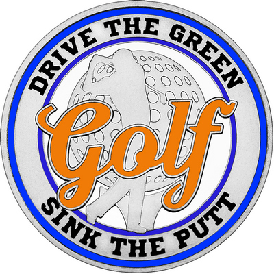 Orange "Golf" with Royal Blue Outer Circular Borders